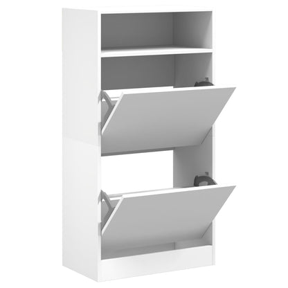Shoe Cabinet with 2 Flip-Drawers 80x34x116 cm White 60 cm