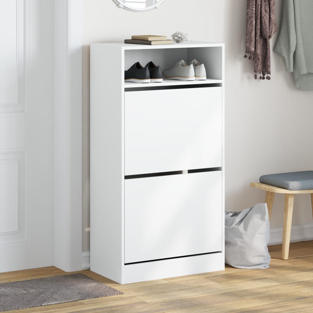 Shoe Cabinet with 2 Flip-Drawers 80x34x116 cm White 60 cm