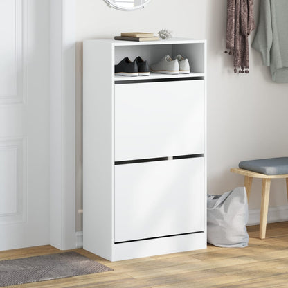 Shoe Cabinet with 2 Flip-Drawers 80x34x116 cm White 60 cm