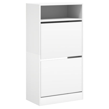 Shoe Cabinet with 2 Flip-Drawers 80x34x116 cm White 60 cm