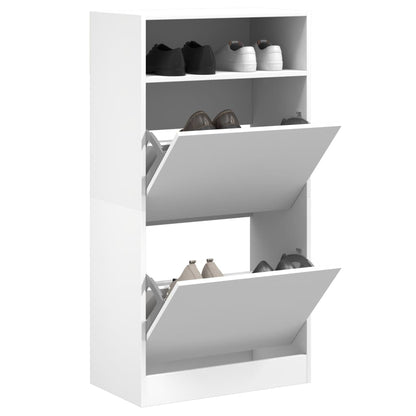 Shoe Cabinet with 2 Flip-Drawers 80x34x116 cm White 60 cm