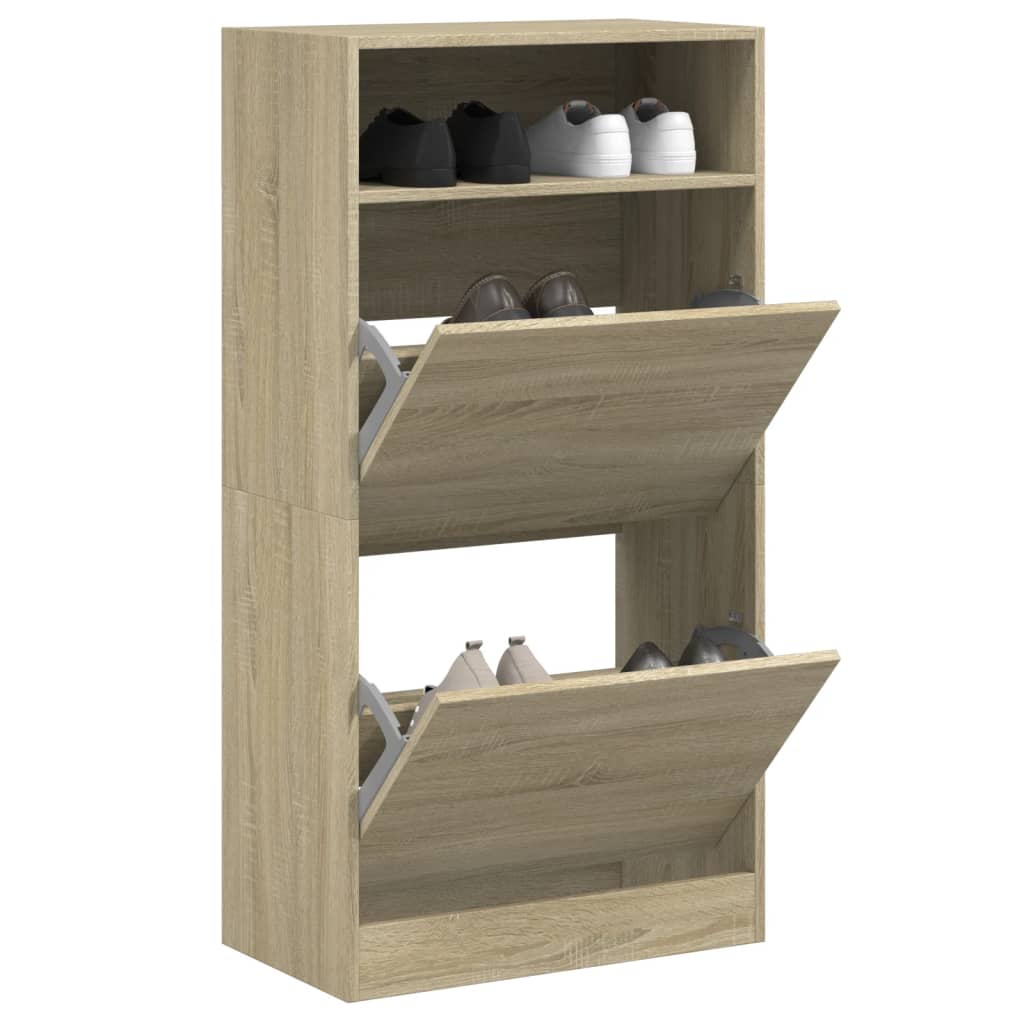 Shoe Cabinet with 2 Flip-Drawers 80x34x116 cm Sonoma oak 60 cm