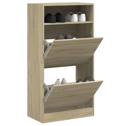 Shoe Cabinet with 2 Flip-Drawers 80x34x116 cm Sonoma oak 60 cm