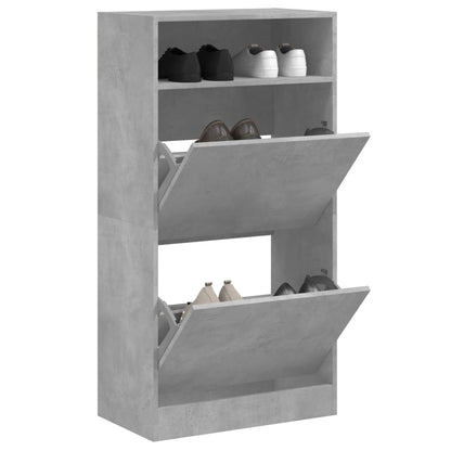 Shoe Cabinet with 2 Flip-Drawers 80x34x116 cm Concrete grey 60 cm