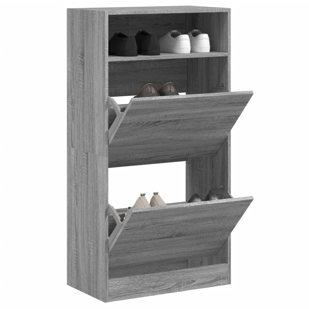 Shoe Cabinet with 2 Flip-Drawers 80x34x116 cm Grey sonoma 60 cm