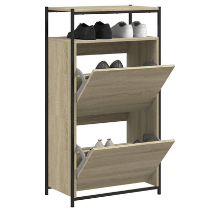 Shoe Cabinet with 4 Flip-Drawers 100x34x112 cm Sonoma oak 60 cm