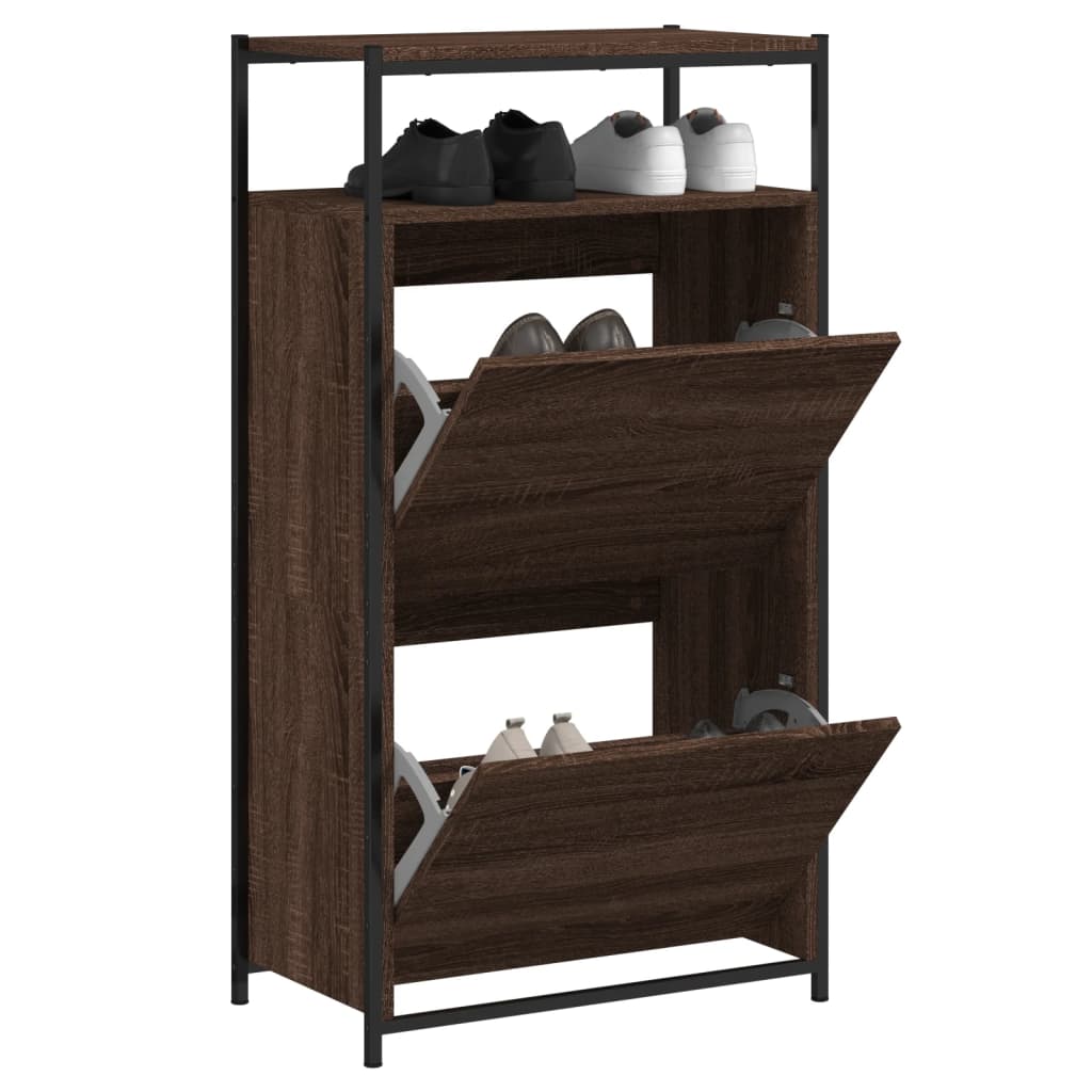 Shoe Cabinet with 4 Flip-Drawers 100x34x112 cm Brown oak 60 cm