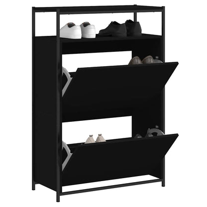 Shoe Cabinet with 4 Flip-Drawers 100x34x112 cm Black 75 cm