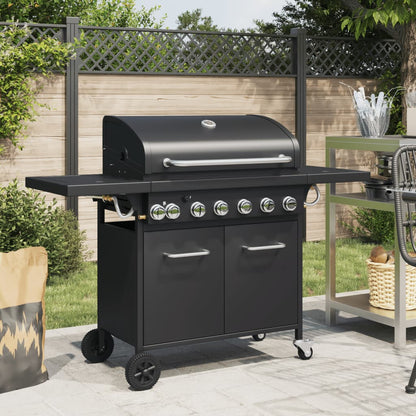 vidaXL Gas BBQ Grill with 7 Burners Black Powder-coated Steel 1