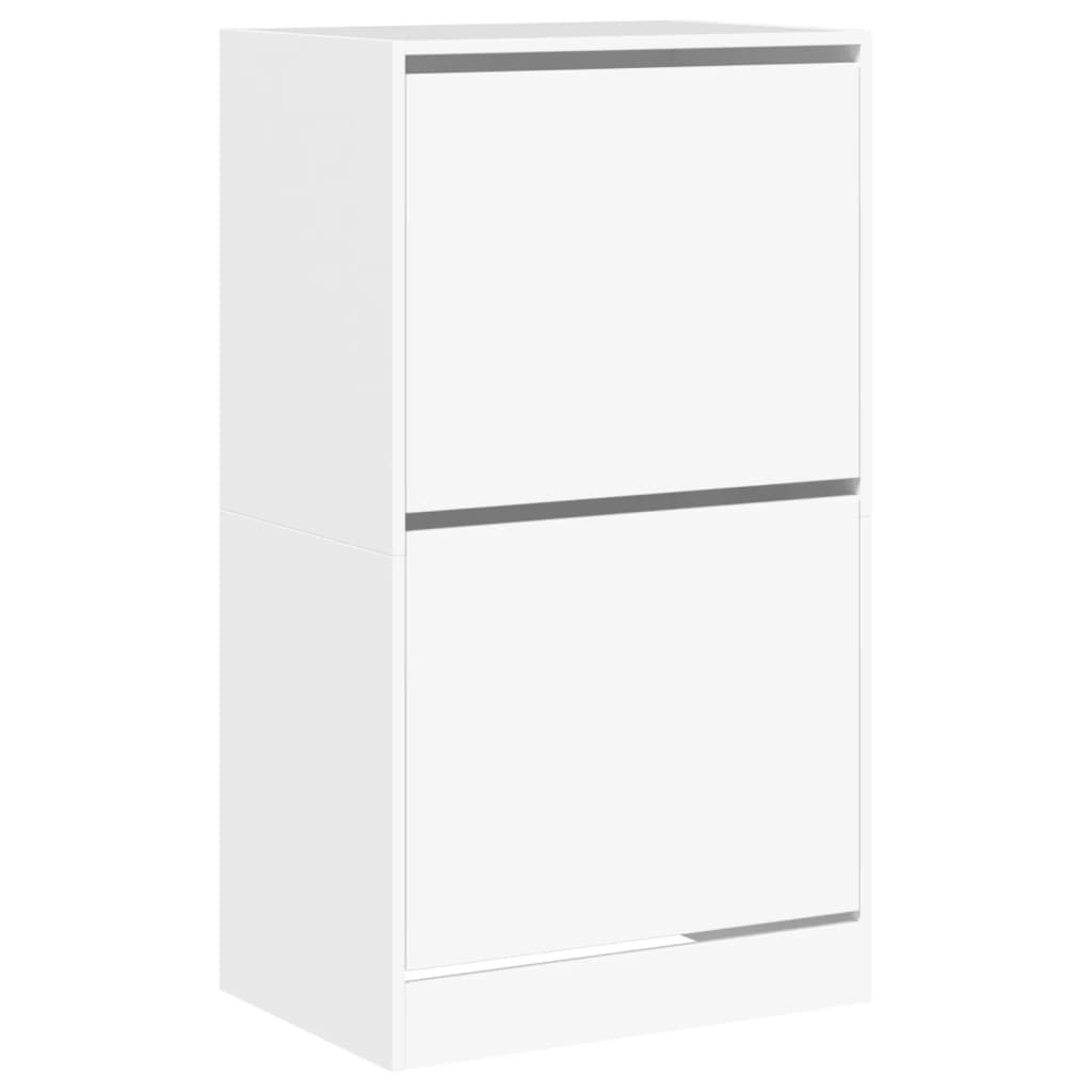 Shoe Cabinet with 2 Flip-Drawers Width 60 cm Depth 42 cm White 108 cm