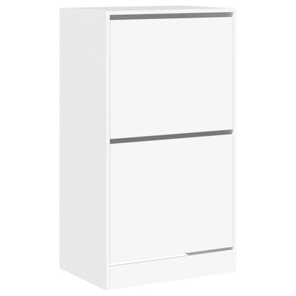 Shoe Cabinet with 2 Flip-Drawers Width 60 cm Depth 42 cm White 108 cm