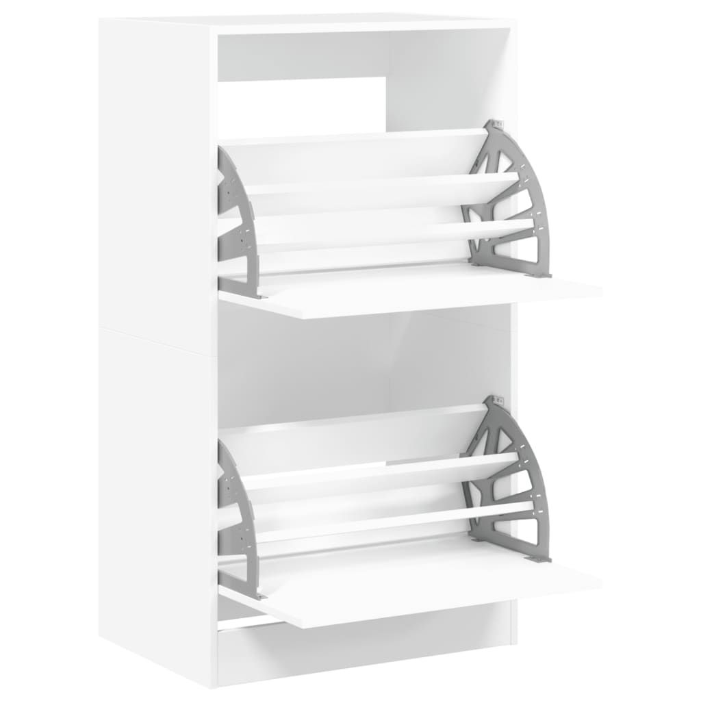Shoe Cabinet with 2 Flip-Drawers Width 60 cm Depth 42 cm White 108 cm