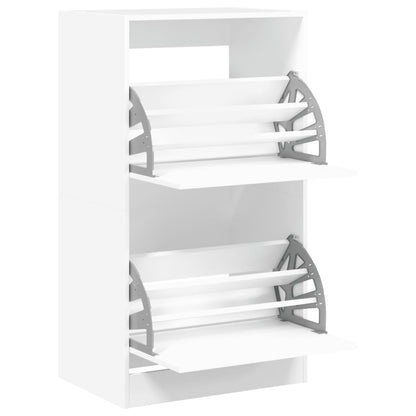 Shoe Cabinet with 2 Flip-Drawers Width 60 cm Depth 42 cm White 108 cm
