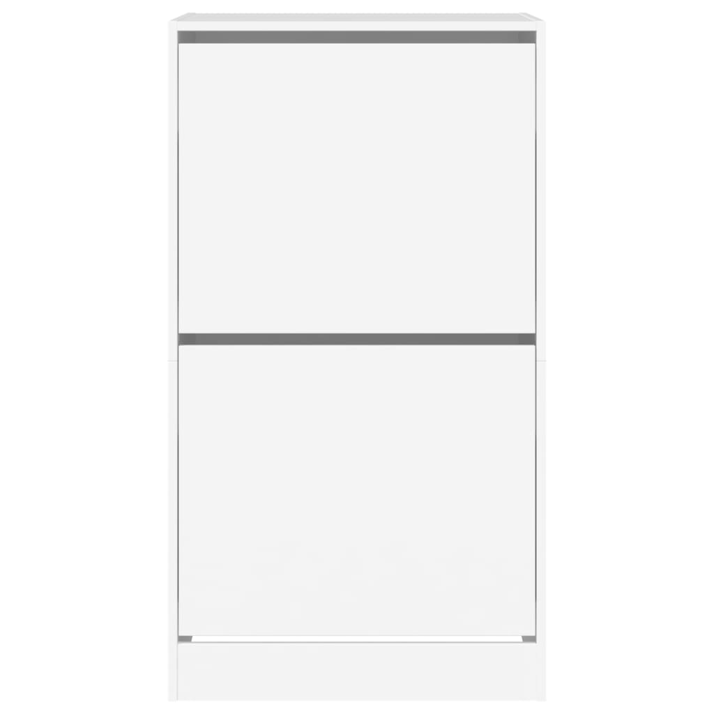 Shoe Cabinet with 2 Flip-Drawers Width 60 cm Depth 42 cm White 108 cm