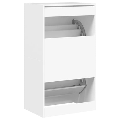 Shoe Cabinet with 2 Flip-Drawers Width 60 cm Depth 42 cm White 108 cm