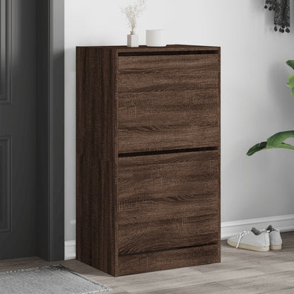 Shoe Cabinet with 2 Flip-Drawers Width 60 cm Depth 42 cm Brown oak 108 cm