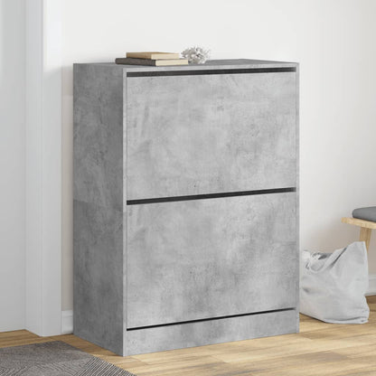 Shoe Cabinet with 2 Flip-Drawers Width 80 cm Depth 42 cm Concrete grey 108 cm
