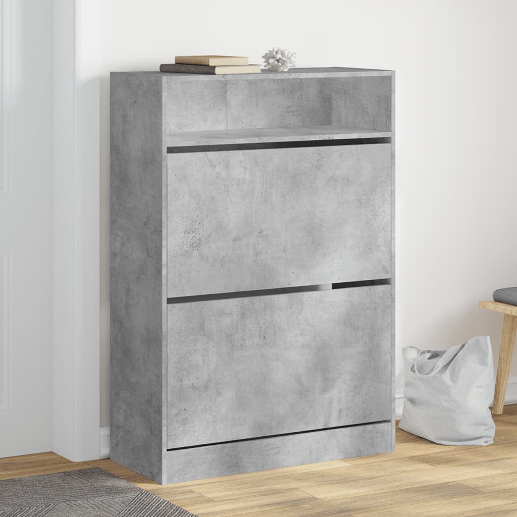 Shoe Cabinet with 2 Flip-Drawers 80x34x116 cm Concrete grey 80 cm