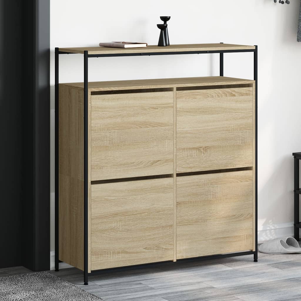 Shoe Cabinet with 4 Flip-Drawers 100x34x112 cm Sonoma oak 100 cm
