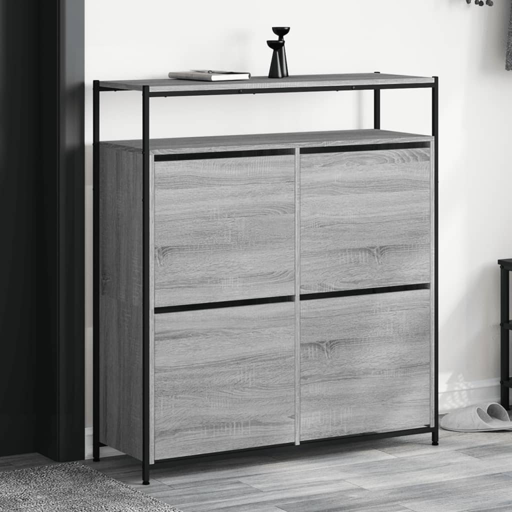 Shoe Cabinet with 4 Flip-Drawers 100x34x112 cm Grey sonoma 100 cm