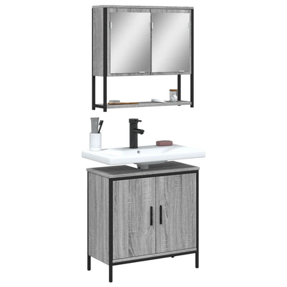 2 Piece Bathroom Furniture Set Engineered Wood Grey sonoma