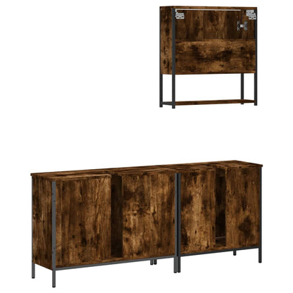 3 Piece Bathroom Furniture Set Engineered Wood Smoked oak