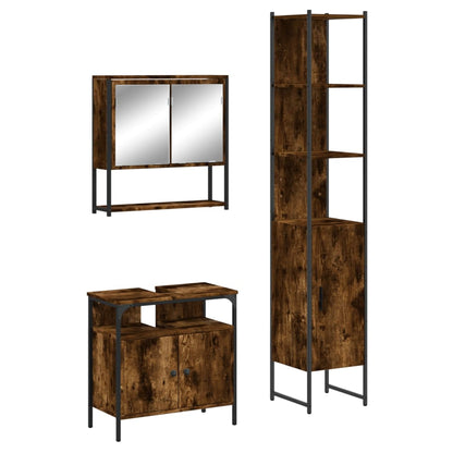 Bathroom Furniture Set 3 pcs Engineered Wood Smoked oak