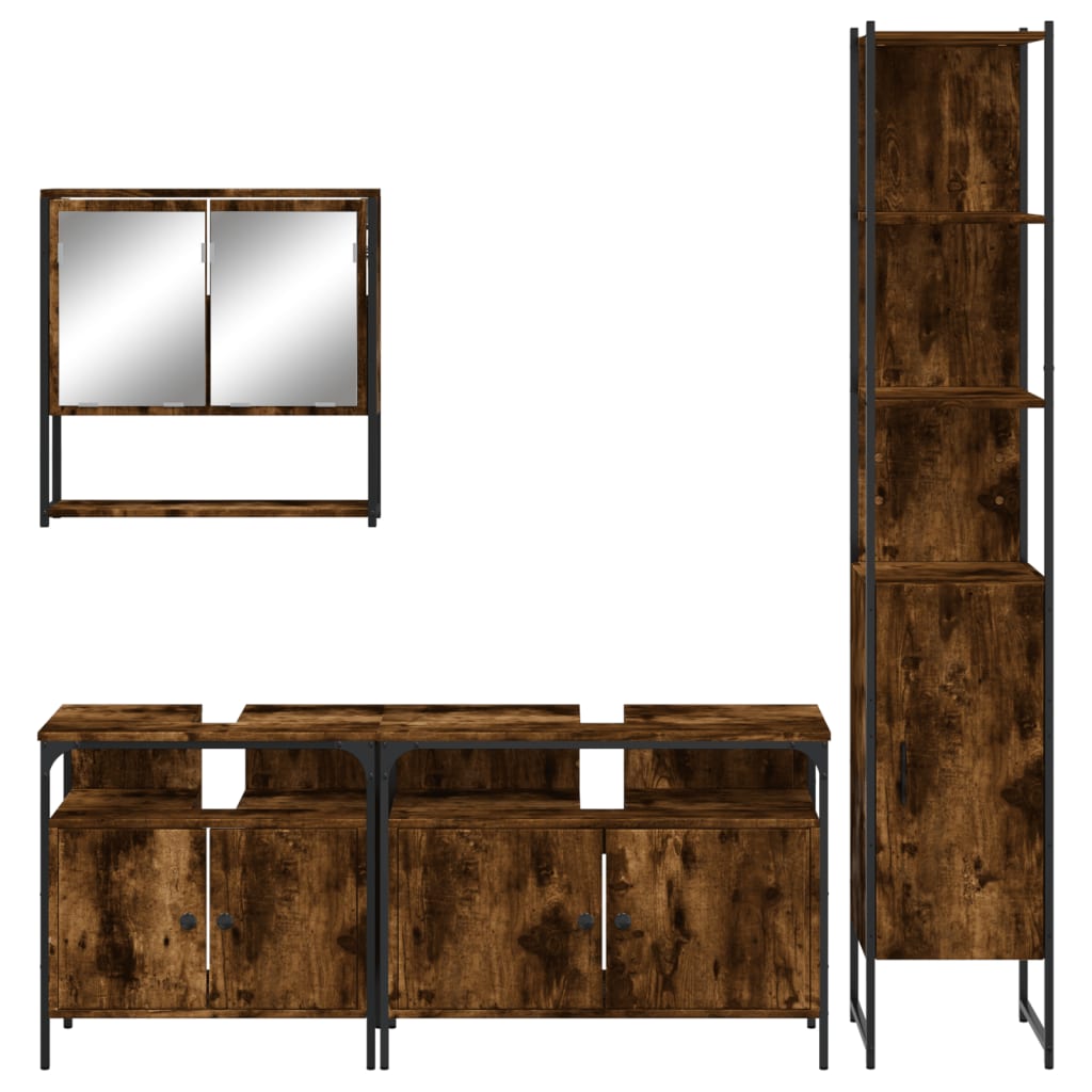 Bathroom Furniture Set 4 pcs Engineered Wood Smoked oak