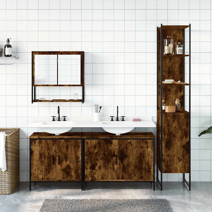 4 Piece Bathroom Furniture Set Engineered Wood Smoked oak