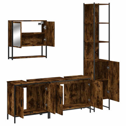 4 Piece Bathroom Furniture Set Engineered Wood Smoked oak