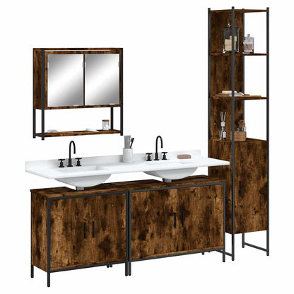 4 Piece Bathroom Furniture Set Engineered Wood Smoked oak