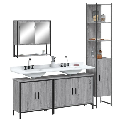 4 Piece Bathroom Furniture Set Engineered Wood Grey sonoma