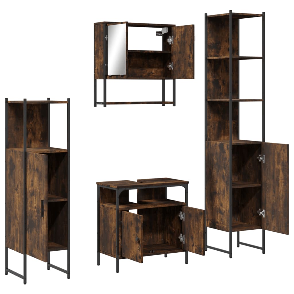 Bathroom Furniture Set 4 pcs Engineered Wood Smoked oak
