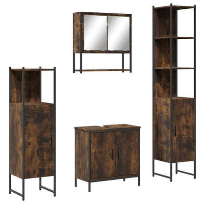 4 Piece Bathroom Furniture Set Engineered Wood Smoked oak