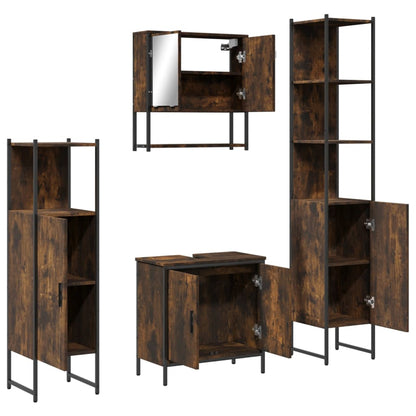 4 Piece Bathroom Furniture Set Engineered Wood Smoked oak