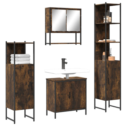 4 Piece Bathroom Furniture Set Engineered Wood Smoked oak