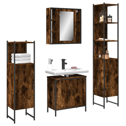 4 Piece Bathroom Cabinet Set Engineered Wood Smoked oak