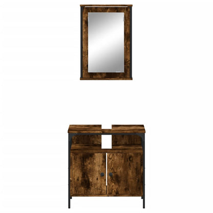 2 Piece Bathroom Furniture Set Engineered Wood Smoked oak