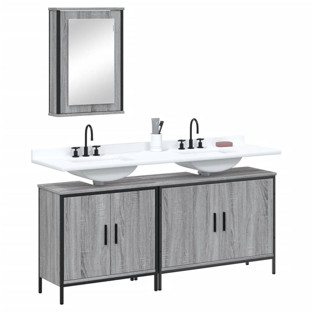 vidaXL 3 Piece Bathroom Furniture Set Engineered Wood