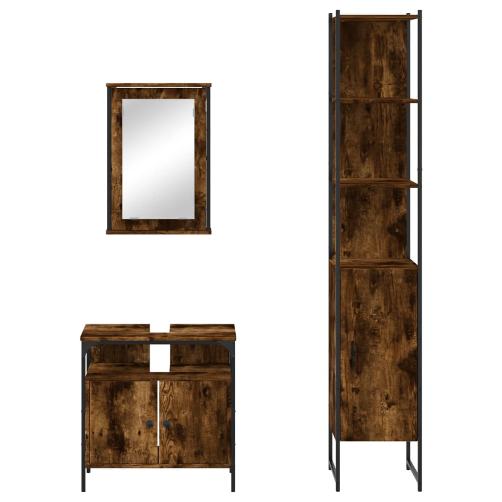 Bathroom Furniture Set 3 pcs Engineered Wood Smoked oak