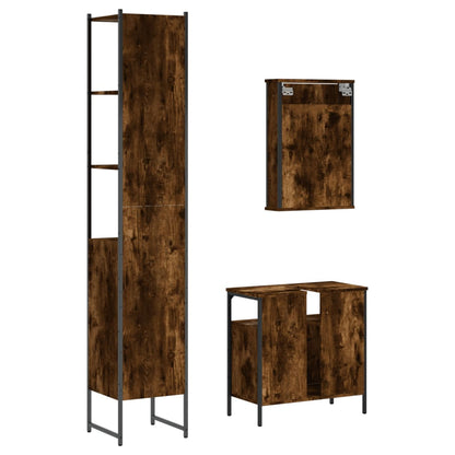 Bathroom Furniture Set 3 pcs Engineered Wood Smoked oak