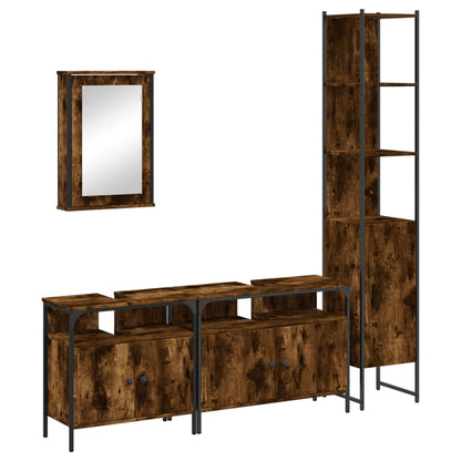 Bathroom Furniture Set 4 pcs Engineered Wood Smoked oak