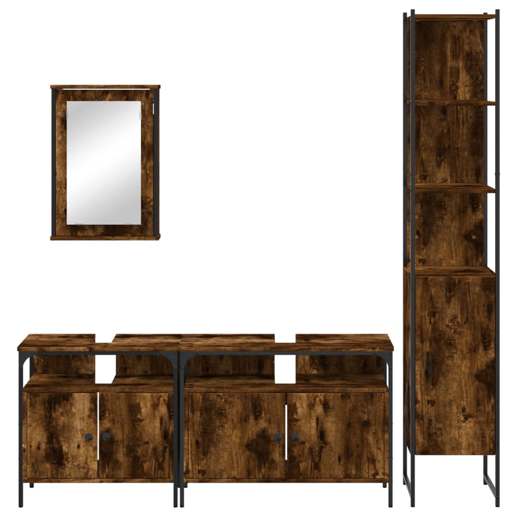 Bathroom Furniture Set 4 pcs Engineered Wood Smoked oak