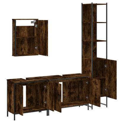 4 Piece Bathroom Furniture Set Engineered Wood Smoked oak
