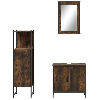 3 Piece Bathroom Furniture Set Engineered Wood Smoked oak