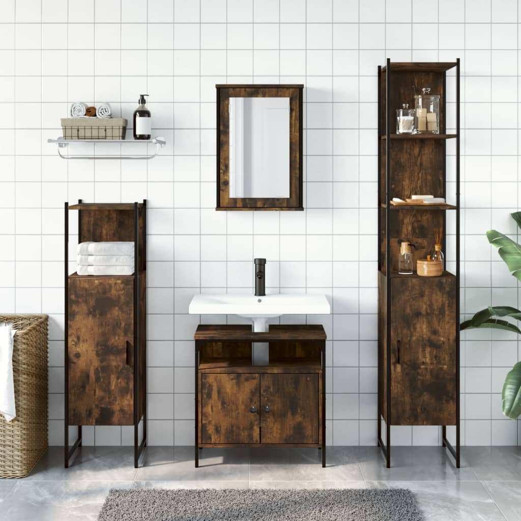Bathroom Furniture Set 4 pcs Engineered Wood Smoked oak