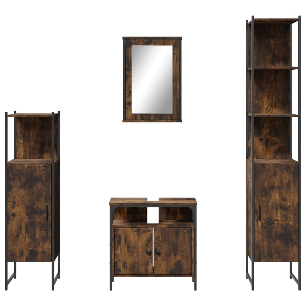 Bathroom Furniture Set 4 pcs Engineered Wood Smoked oak