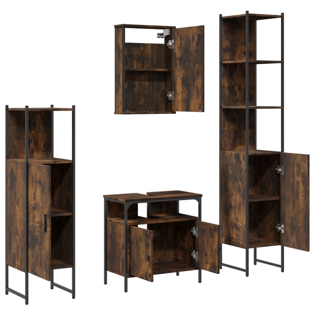 Bathroom Furniture Set 4 pcs Engineered Wood Smoked oak