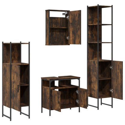 Bathroom Furniture Set 4 pcs Engineered Wood Smoked oak
