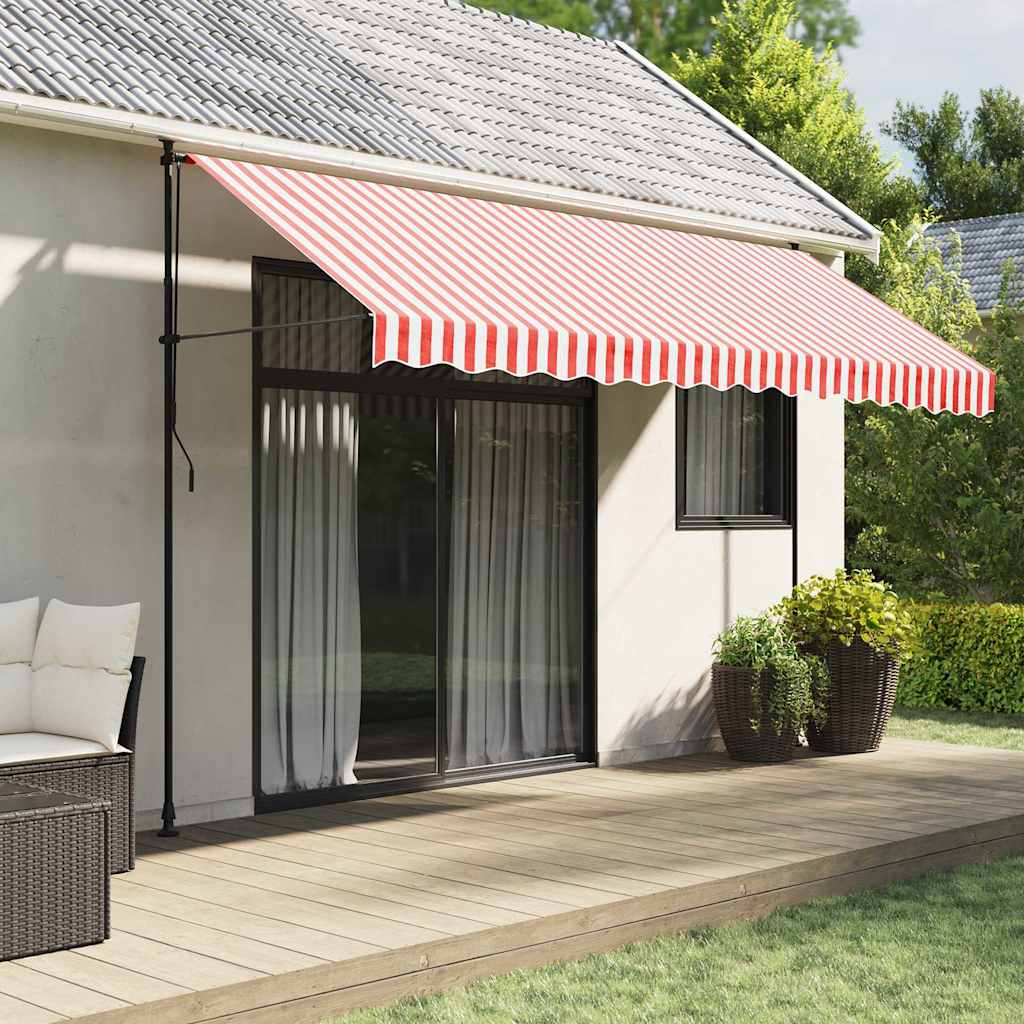 Awning Replacement Fabric 400x350 cm Polyester Drop 3.5 m Width 4 m Red and white